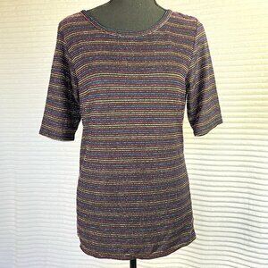 🖤Black Oversized Ribbed Rainbow Stripe T-Shirt – Retro Y2K Aesthetic M to XL